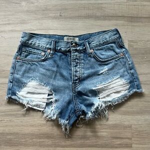 Free People ripped blue jean shorts
